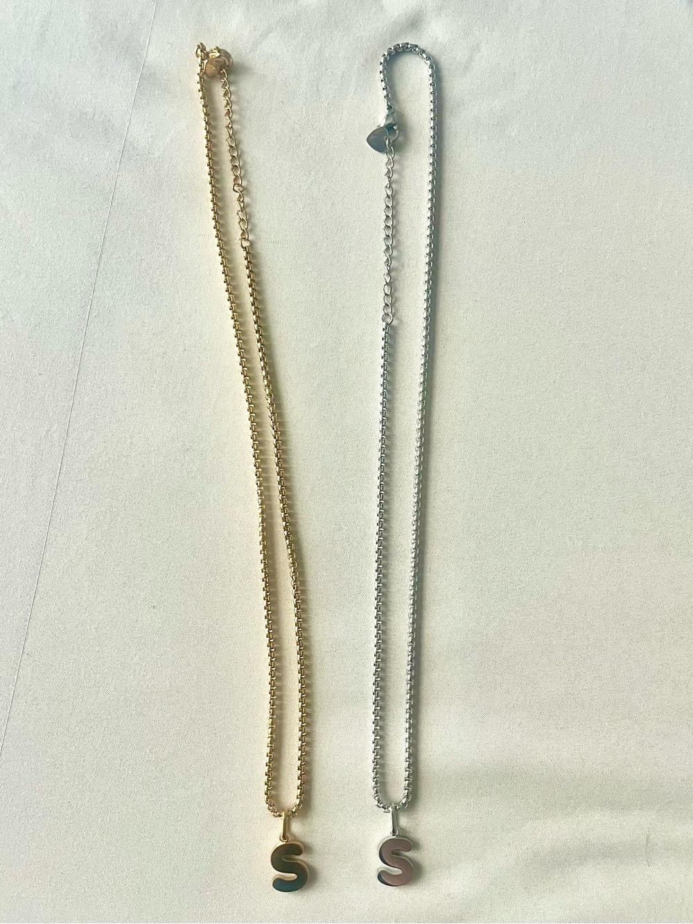 EVRYJEWELS Initial “S” Necklace Bundle | Gold & Silver | Never Worn